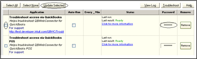 QuickBooks WebConnector